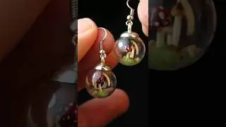 Tiny Mushroom Diorama Earrings 🍄 🍂 