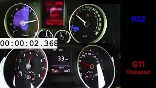 Golf V R32 vs Golf VII GTI Clubsport ! Acceleration 0-200. Old vs New