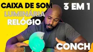 LUMINÁRIA E CAIXA DE SOM CARACOL CONCH N63 COM RELÓGIO