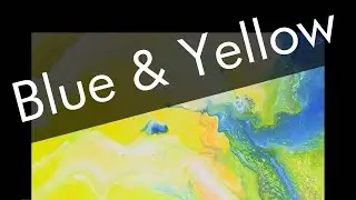Blue And Yellow Acrylic Painting • Summer Gold • Floating Cup Pour