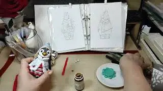 🐧🐧Ватная игрушка ПИНГВИНЧИКИ. Урок 14..Тонировка и роспись шапочки ..Бант,бубоны.Последние штрихи.
