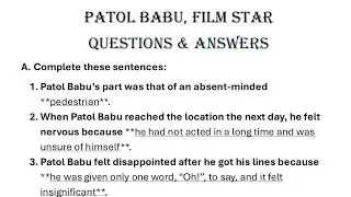 Patol Babu Film Star class 8 question answer of chapter 3 gulmohar golden Jubilee