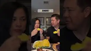 He thought she was demure 😂! #eatandoutlasvegas enjoying yellow watermelon