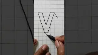 3d V letter / how to draw 3D v letter #youtubeshorts #art