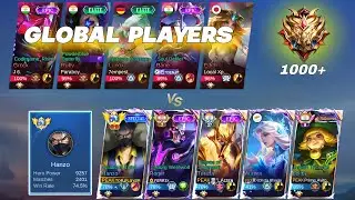 TOP GLOBAL 1 HANZO VS TOP GLOBAL ENEMIES | High Rank 1000+ Star Players - MLBB