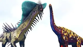 ULTIMATITANURANUS vs. BRACHIOSAURUS and CARCHAR | ARK Dino Battle