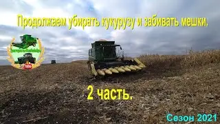 Продолжаем убирать кукурузу и забивать мешки . 2 часть.