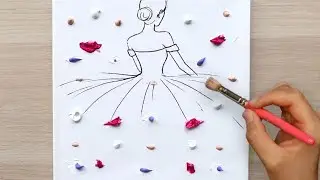 Easy Acrylic Painting / Wedding Dress / Bridal Gown / Painting for Beginners Step by Step #306