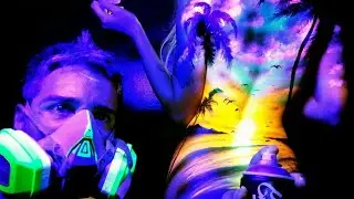 Black Light Body Painting - Sunset on the sea - by Antonipaints