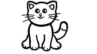 How to Draw and Color 🙀🐈🎉 Cat for kids. Simple drawings. #drawing