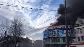 Видео с пожара в Архангельске