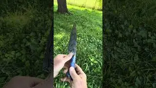Dad Built Feather Damascus Chef Knife Named Aurora