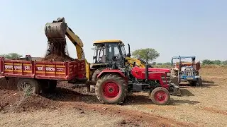Jcb 3dx Eco Excellence Machine Loading Red Mud In Mahindra and Swaraj Tractor | Jcb Tractor Cartoon