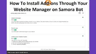 How To Install Add-ons Through Your Website Manager on Samora Bot
