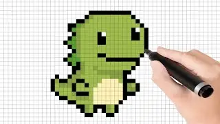 Cara menggambar Dinosaurus lucu | Easy Pixel Art