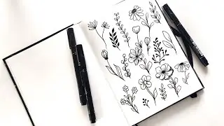 Flower Doodles || Mini Floral Doodles || Doodle for Beginners | Draw with Me Step-by-Step