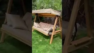 Садовые деревянные качели ЛАРИКС 4.0 (четырехместные), c матрасом