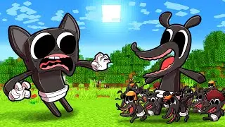 Family of CARTOON DOGS vs Baby Cartoon Cat! (Minecraft)
