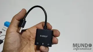 Adaptador Som USB Orico SKT3 (3 conexões: microfone lapela, áudio, headset e fone com microfone)