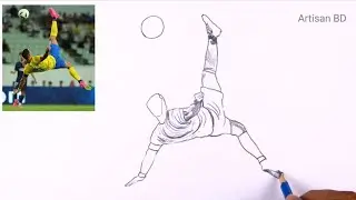 Cristiano Ronaldo Bicycle Kick Realistic Drawing, Al Nassr 