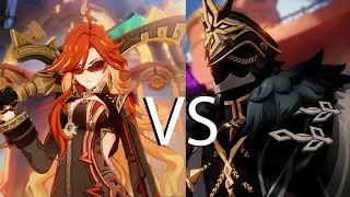 Pyro Archon vs First Harbinger |  Mavuika vs Capitano | cinematic | Genshin Impact 5.0