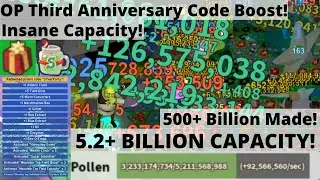 OP Third Anniversary Code Boost! INSANE 5+ BILLION CAPACITY! - Roblox Bee Swarm Simulator