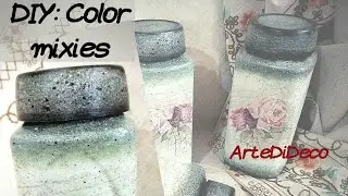 DIY Color mixes: Floral kitchen jars. ..Μίξεις χρωμάτων σε λουλουδάτα βάζα κουζίνας. ArteDiDeco [CC]