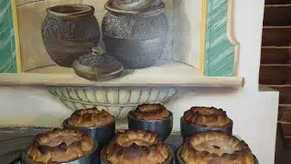 курник в горшочках, в русской печи