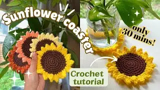 🌻Sunflower Coaster: Crochet Tutorial🌻 EASY Simple Step-by-step #crochetpattern #crochettutorial