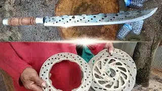 Creating a Super Sharp Sword through Blacksmithing Using Disc Brake Material.