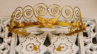 Flower Tiara with polymer clay and Jewelry wire. Diy crown and earrings. Wedding jewelry set