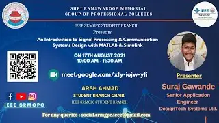 Webinar On Signal Processing & Communication System Design | MATLAB & Simulink | IEEE SRMGPC