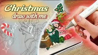 🎄DRAW + COLOUR with me ✨️CHRISTMAS EDITION✨️|A very chatty and relaxing video🎀