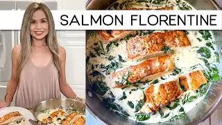 SALMON FLORENTINE | CREAMY SALMON WITH SPINACH | SALMON IN SPINACH CREAM SAUCE