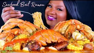SEAFOOD BOIL RAMEN MUKBANG | LOBSTER TAILS | DUNGENESS CRAB | SEAFOOD MUKBANG