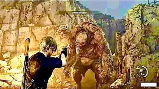 Resident Evil 4 Remake PS5 4K HDR : Chapter 4-2 - The First Daughter Walkthrough (Giant Boss Fight)