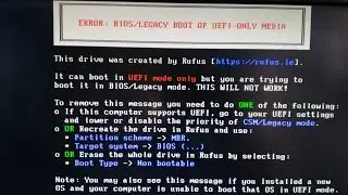 Error Bios Legacy Boot Of Uefi Only Media