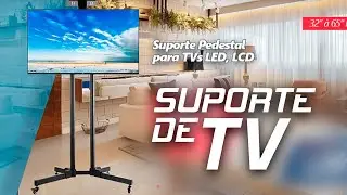 Suporte Pedestal para TV com Rodas - Rack pedestal para TVs LED, LCD 32 a 65 Polegadas -