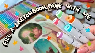 FILL A SKETCHBOOK PAGE WITH ME - markers, pan pastels, and some little guys