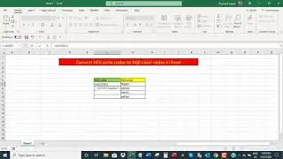 Convert HEX color codes to RGB color codes in Excel