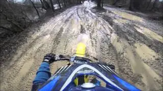dirt bike fall in the water hole.