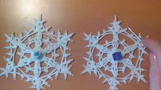 Ажурная снежинка крючком (с вытянутыми петельками)