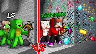 JJ and Mikey Family: Richness Multiplies Every Time They Mine (Maizen Minecraft)