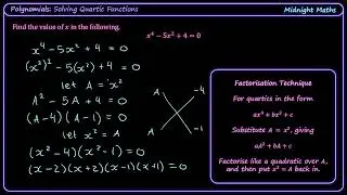 Solve Quartic Equation by Converting to Equivalent Quadratic | VCE Maths Methods Worked Example