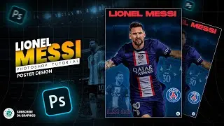 Lionel Messi (PSG) Sports Poster Design | Photoshop Tutorial ⚽❤️💯