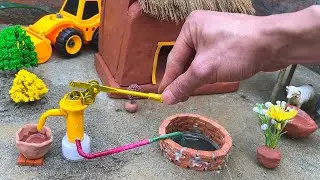 DIY how to make clay house | horse sheep – cow shed | mini hand pump | mini hand trolley | mini well