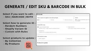 Generate SKU & Barcode in Bulk for Shopify Products - Bulk Auto App