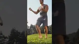 Training the dog with funny tricks