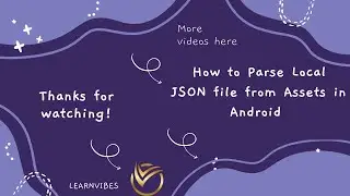 Android Studio Tutorial: How to Parse Local JSON file from Assets in Android | 