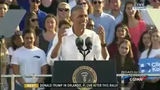 Obama slams Republicans for Clinton impeachment talks at rally
